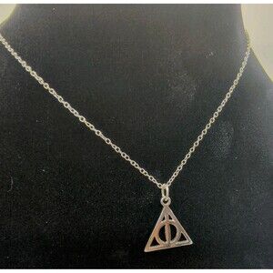 Harry Potter Deathly Hallows Charm Necklace Solid .925 Sterling Silver 16" + 2"